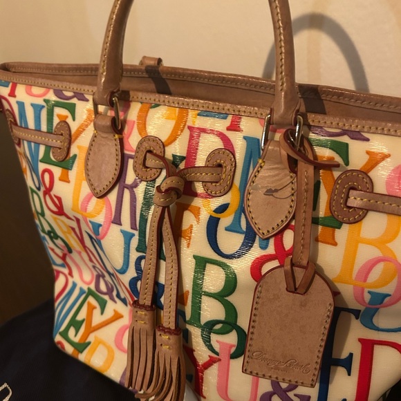 Vintage Dooney & Bourke Y2K Multi-Color "It Bag" Large Shopper Tote & Dust Bag - Picture 4 of 7